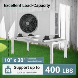 Eastrexon Mini Split Ground Stand, Adjustable Anti-Vibration Mini Split Stand w/ 400LBS Load Capacity, Heavy Duty AC Stand for 9,000-18,000 BTU Ductless Mini Split Air Conditioner Heat Pump