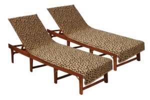 cotton craft pool lounge chair cover - 2 pack animal print cheetah leopard africa safari chaise lounge cover - soft 100% cotton jacquard beach towel - 32 inches wide x 82 inches long and 7 inch pocket