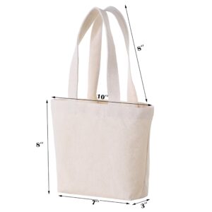 Generic 10×8×3 Inch - Small Canvas Tote Bags for Kids Mini Gift Bags Bulk for Painting DIY Arts & Crafts Thick Fabric Bland Bags (20, Beige)