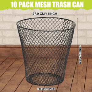 Generic 10 Pack 11inch Black Round Waste Basket,Wire Mesh Desk Metal Trash Garbage Can Wastebasket Recycling Trash Bins Garbage Container for Bedroom Office School, brown