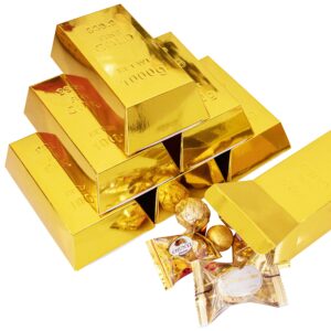 inknote 25 pcs gold bar party favor boxes fake gold bars for pirate theme party supplies stage prop kids gift bank pretend play (golden)