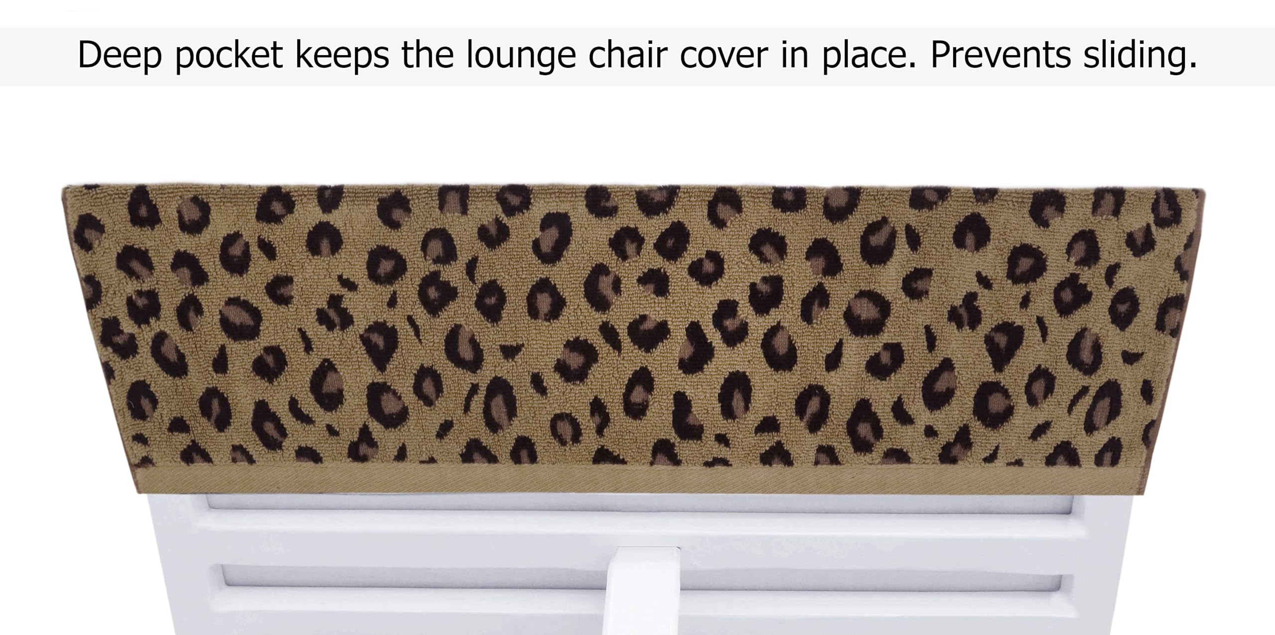 COTTON CRAFT Pool Lounge Chair Cover - 2 Pack Animal Print Cheetah Leopard Africa Safari Chaise Lounge Cover - Soft 100% Cotton Jacquard Beach Towel - 32 inches Wide x 82 inches Long and 7 inch Pocket