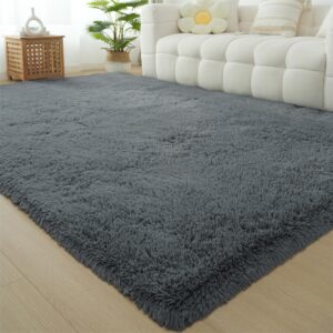 Fluffy Rug 5x7 Bedroom Rugs: Shag Rug for Bedroom - Area Rug 5x7 Grey Plush Fuzzy Soft Carpet for Living Room (Grey, 5x7 Feet)