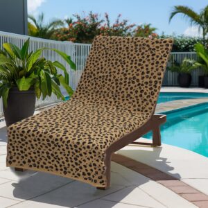 COTTON CRAFT Pool Lounge Chair Cover - 2 Pack Animal Print Cheetah Leopard Africa Safari Chaise Lounge Cover - Soft 100% Cotton Jacquard Beach Towel - 32 inches Wide x 82 inches Long and 7 inch Pocket