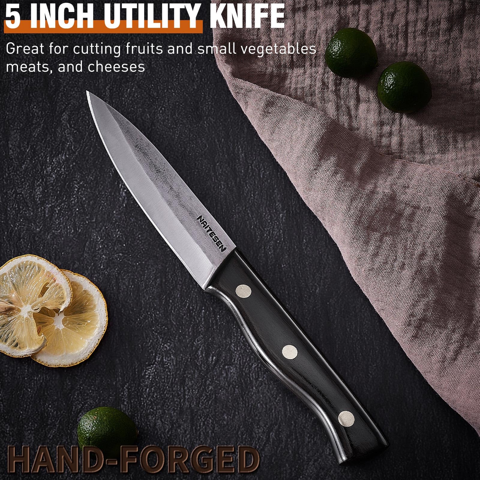 Naitesen 4PCS Butcher Knife Set Hand Forged Meat Cleaver Chef Knife Boning Knife Utility Knife Very Sharp for Meat Cutting Butcher Chopping for Home Cooking