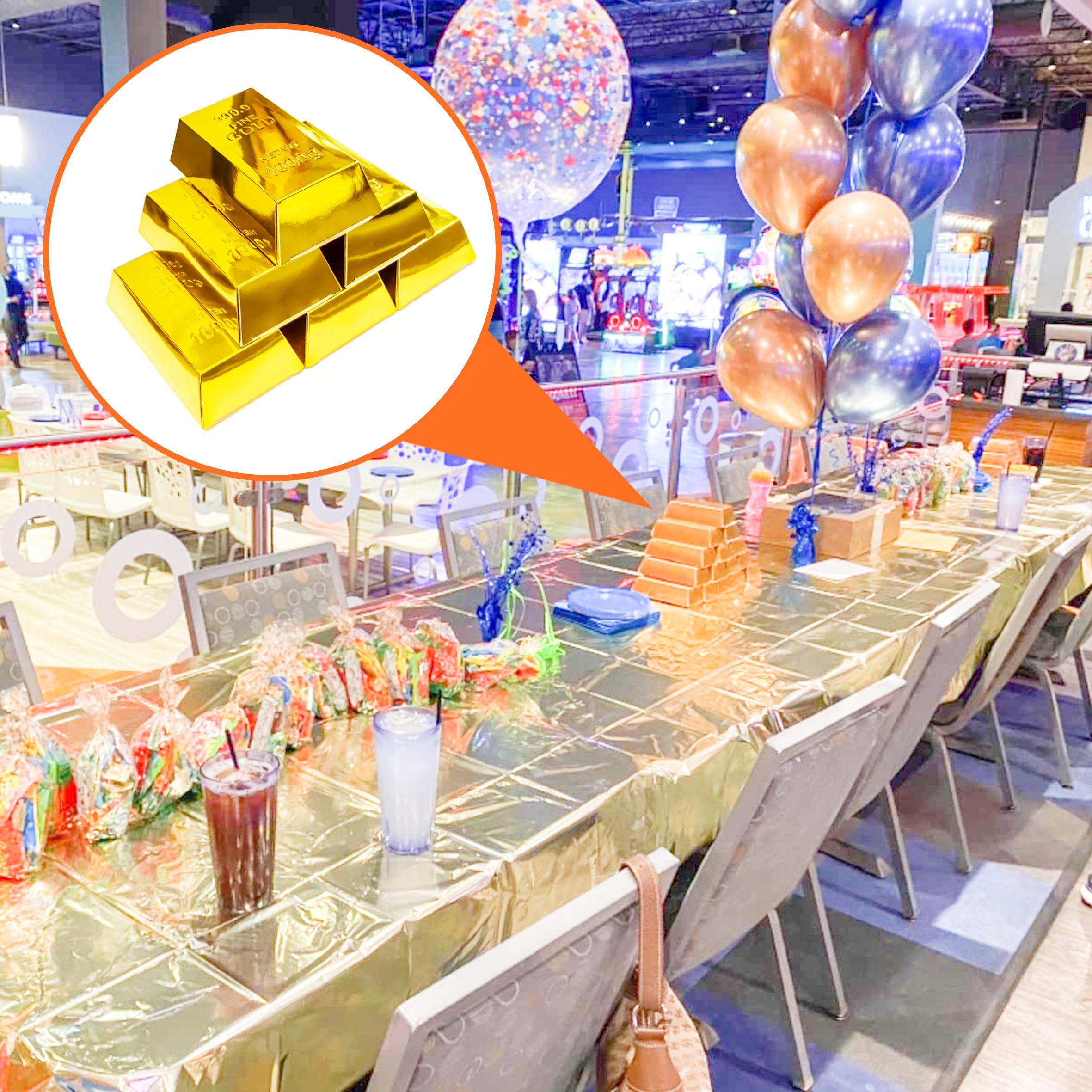 INKNOTE 25 Pcs Gold bar party favor boxes Fake gold bars for Pirate theme party supplies Stage prop Kids gift Bank pretend play (golden)