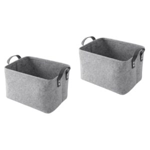 magiclulu 2 pcs felt storage basket storage baskets foldable storage basket tabletop shelf folding shelf laundry basket nonwovens storage basket desktop organizer to weave grocery basket