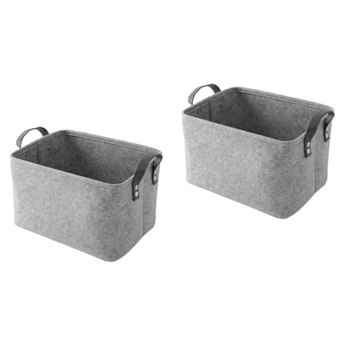 MAGICLULU 2 Pcs Felt Storage Basket Storage Baskets Foldable Storage Basket Tabletop Shelf Folding Shelf Laundry Basket Nonwovens Storage Basket Desktop Organizer To Weave Grocery Basket