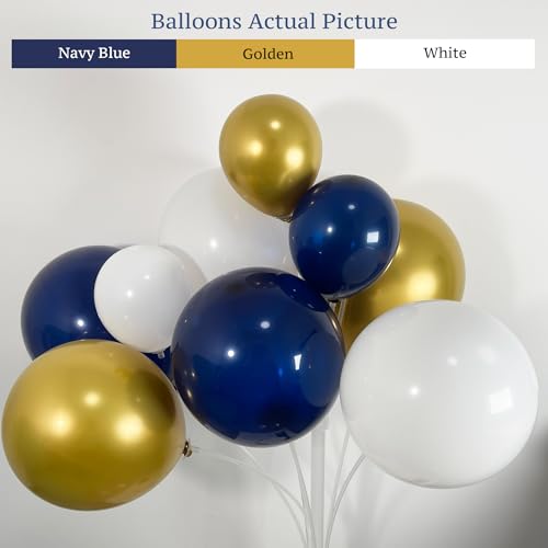 Navy Blue Gold Balloon Garland Kit 137Pcs Dark Royal Blue Gold White Globos Crown Balloon arch Set for Men Birthdays, Baby Showers, Graduations Class of 2024, and Wedding Decor