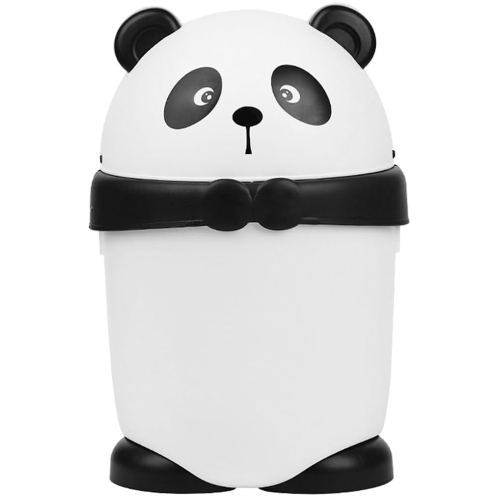 MAGICLULU Mini Trash Can, Cute Panda Garbage Can with Lid Countertop Wastebasket Table Garbage Lint Bin Waste Paper Container for Countertop Home Office Car