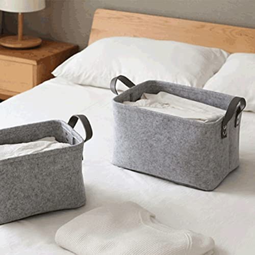 MAGICLULU 2 Pcs Felt Storage Basket Storage Baskets Foldable Storage Basket Tabletop Shelf Folding Shelf Laundry Basket Nonwovens Storage Basket Desktop Organizer To Weave Grocery Basket