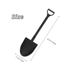 100PCS Novelty Mini Shovel Shape Spoons Plastic Disposable Ice Cream Dessert Spoon Shovels Pudding Yogurt Spoons for Family or Party, Black