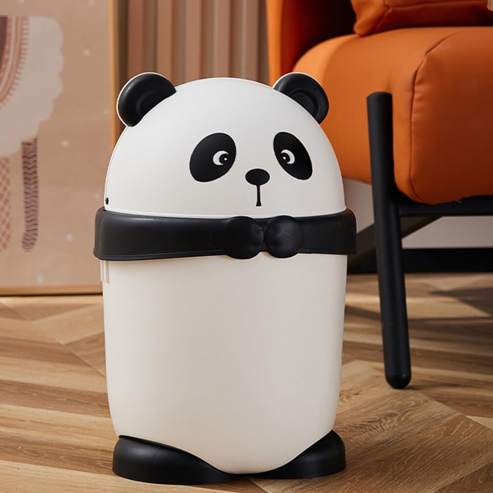 MAGICLULU Mini Trash Can, Cute Panda Garbage Can with Lid Countertop Wastebasket Table Garbage Lint Bin Waste Paper Container for Countertop Home Office Car