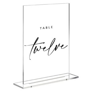 5x7 inch clear acrylic sign with stand | 10 pack blank acrylic table signs and base for diy wedding table numbers, wedding signage, events& parties