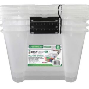 GREENMADE InstaView45. Multi-Use Storage. 45 Quartz. 3PACK. Stackable. Crystal Clear.