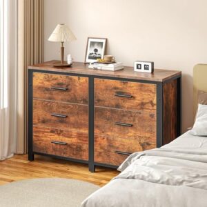 Frmobepts Dresser for Bedroom Wooden, Natural Wood Dresser, Rustic Dressers for Bedroom, Natural Wooden Dresser Furniture, Wooden Dressers for Bedroom (Rustic Brown)