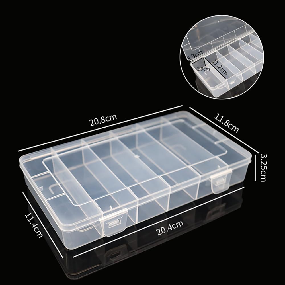 UUYYEO 2 Pcs 6 Grids Small Clear Tackle Box Organizer Craft Storage Container for Beads Earring Jewelry Containers for Organizing with Hinged Lids