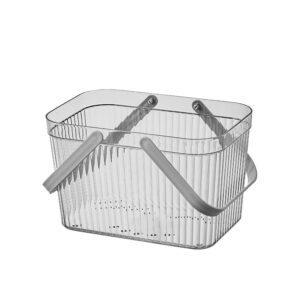 kamuavni bath toy basket, plastic clean caddy with handle, dorm room essentials toiletry caddy for dorm college bathroom cleaning camping 10.4×6.9×6.7inch,transparent grey