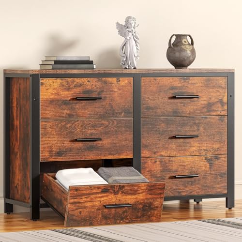 Frmobepts Dresser for Bedroom Wooden, Natural Wood Dresser, Rustic Dressers for Bedroom, Natural Wooden Dresser Furniture, Wooden Dressers for Bedroom (Rustic Brown)