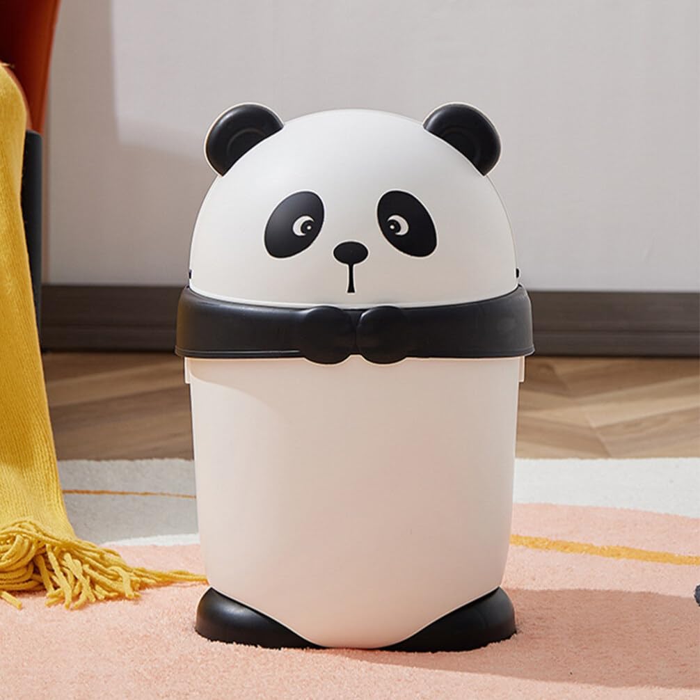 MAGICLULU Mini Trash Can, Cute Panda Garbage Can with Lid Countertop Wastebasket Table Garbage Lint Bin Waste Paper Container for Countertop Home Office Car