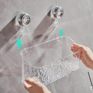 Glacier Pattern Suction Cup Shelf - Stylish Shower Caddy with Convenient Soap Dispenser，Elegant and Functional