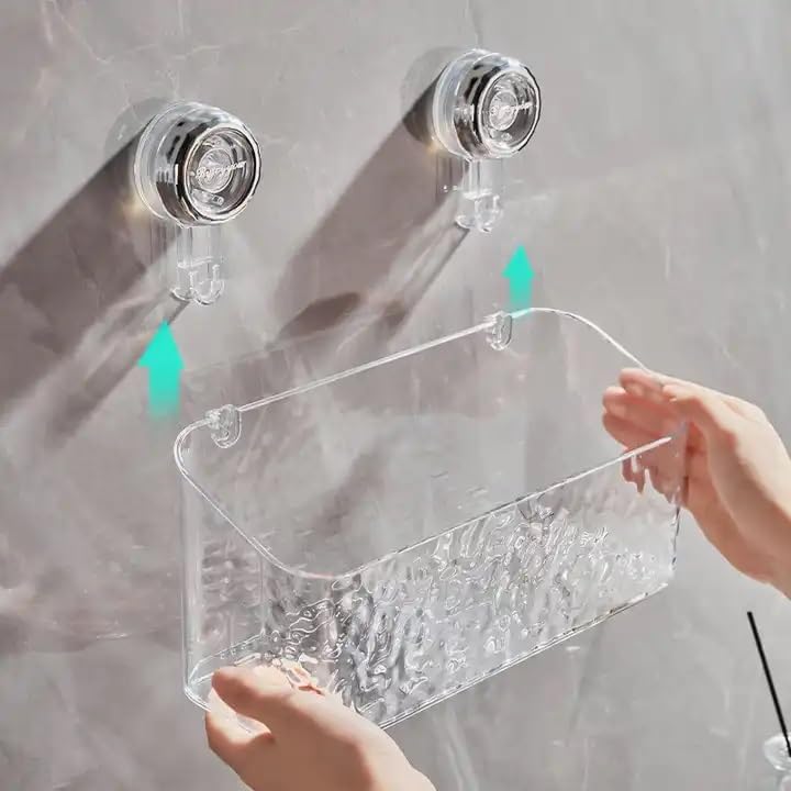 Glacier Pattern Suction Cup Shelf - Stylish Shower Caddy with Convenient Soap Dispenser，Elegant and Functional