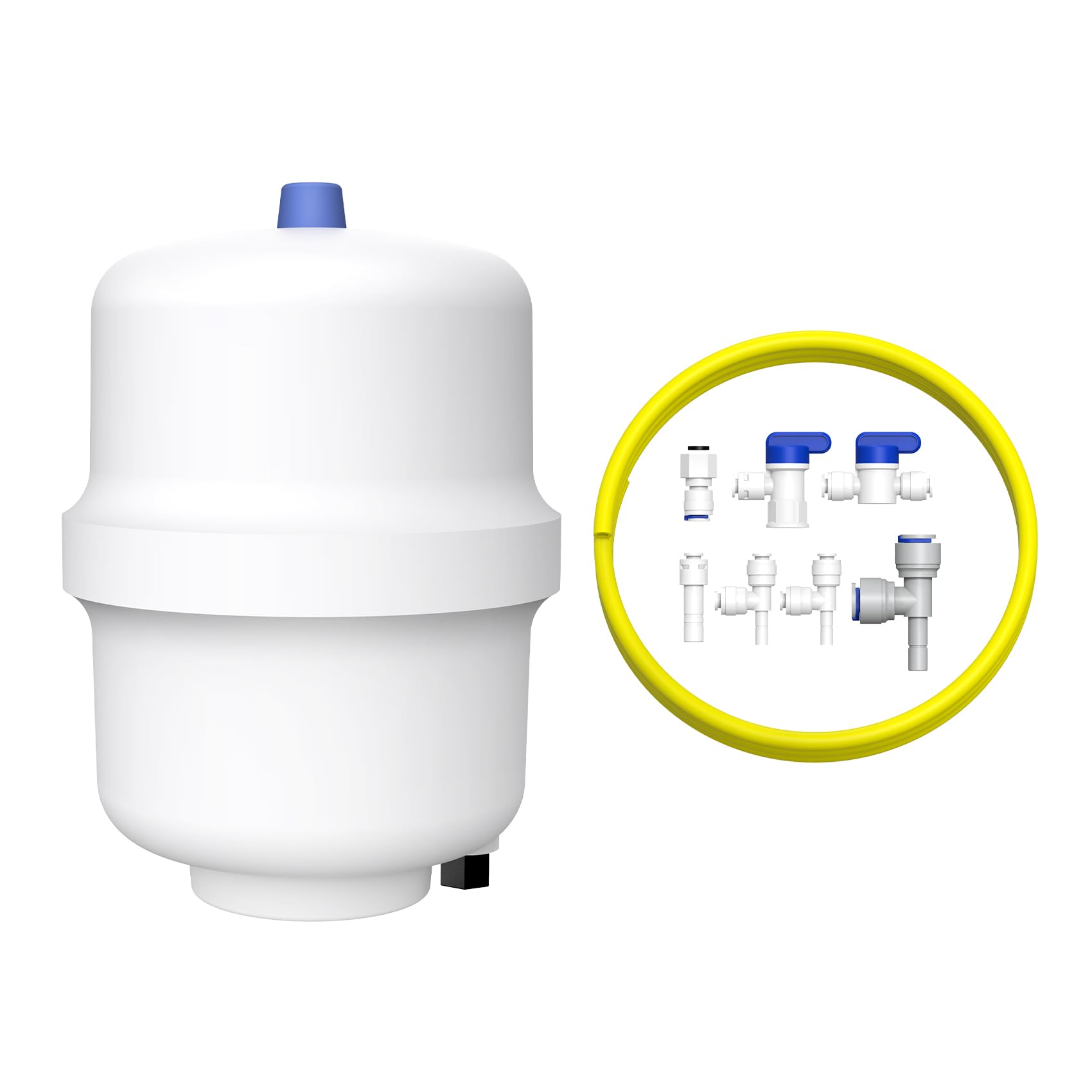 SimPure Small Water Pressure Tank for Tankless Reverse Osmosis System, RO Water Storage Tank with Fittings for Refrigerator, Ice Maker, Suitable for 1/4" and 3/8" Water Pipes, HYRO-1.0