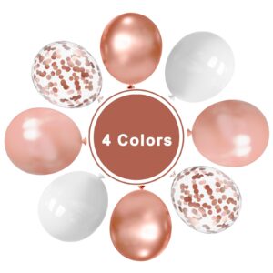 Nobledecor 75 Pcs 12 Inch Rose Gold Balloons,Rose Gold and White Balloons,Rose Gold Metallic Latex Confetti Balloons for Birthday Wedding Engagement Bridal Shower Bachelorette Party Decorations