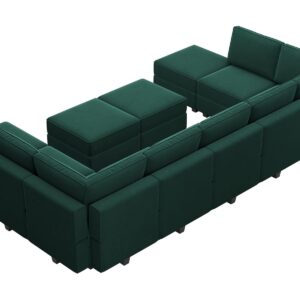 Belffin Oversized Modular Sectional Sofa Velvet U Shaped Couch with Storage Ottomans Modular Sectional Couch with Reversible Chaise Convertible Sectional Sleeper Sofa Velvet Green