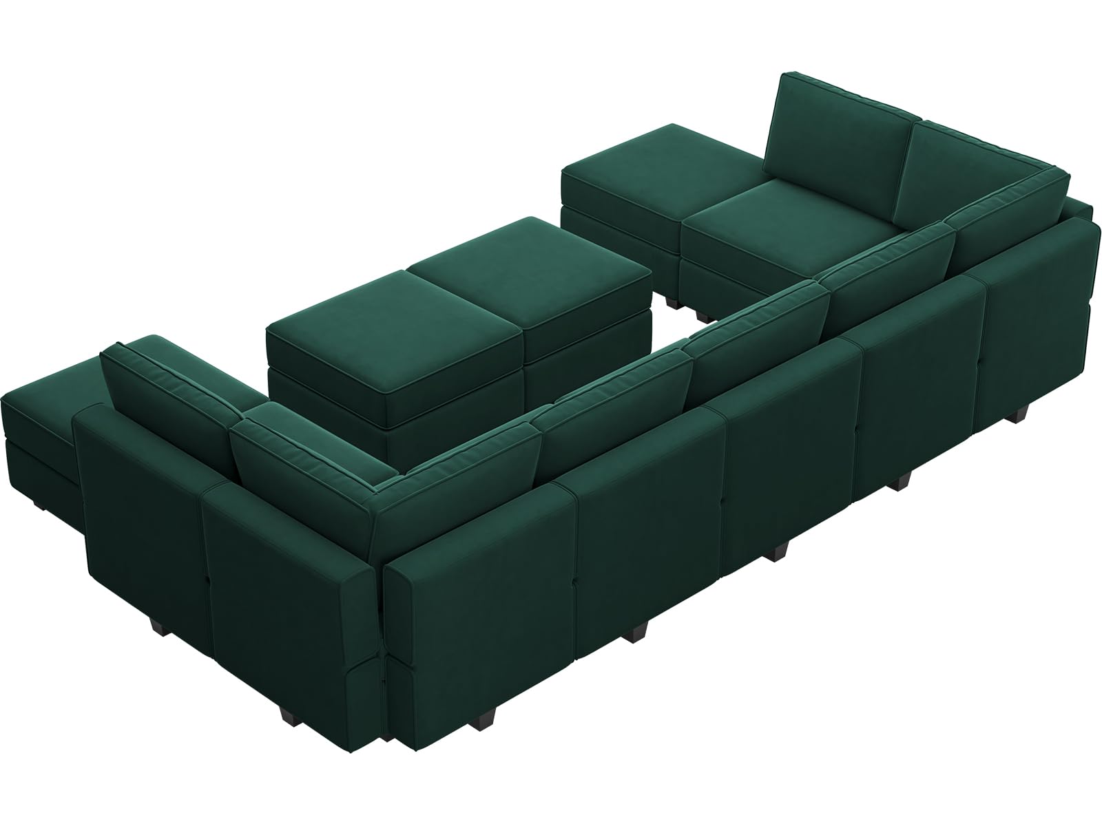 Belffin Oversized Modular Sectional Sofa Velvet U Shaped Couch with Storage Ottomans Modular Sectional Couch with Reversible Chaise Convertible Sectional Sleeper Sofa Velvet Green