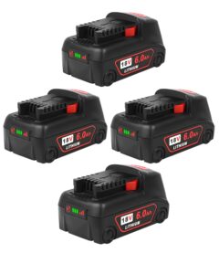 18v battery 4pack replacement for milwaukee m18 battery 6.0ah,high-capacity batteries compaitble with milwaukee tools and charger,2024 version/new patented