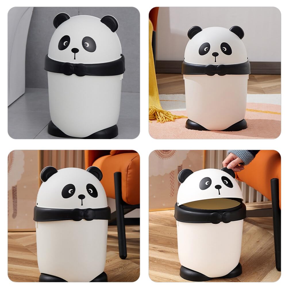 MAGICLULU Mini Trash Can, Cute Panda Garbage Can with Lid Countertop Wastebasket Table Garbage Lint Bin Waste Paper Container for Countertop Home Office Car