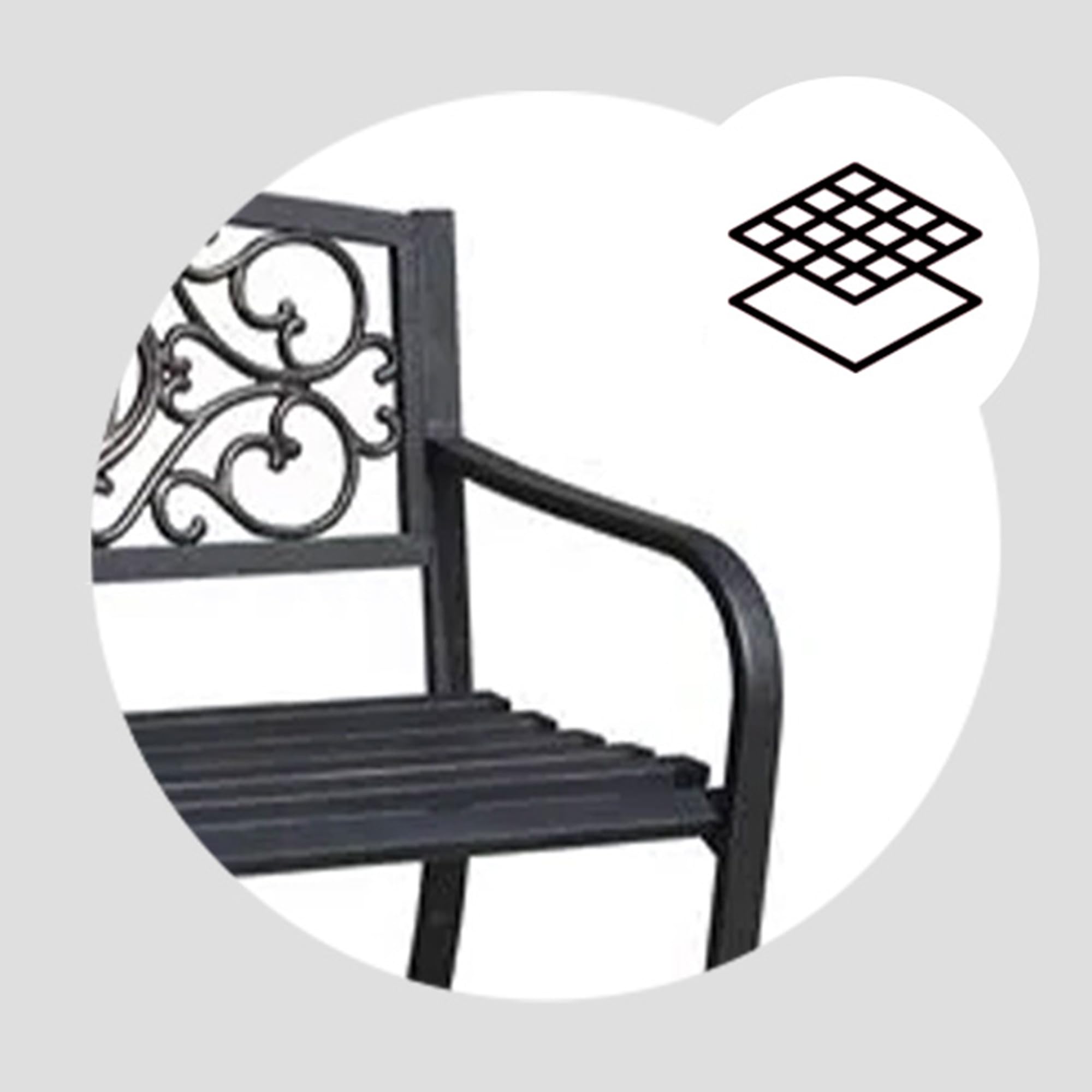 Four Seasons Courtyard Welcome Outdoor Park Bench Powder Coated Steel Frame Furniture Seat for Backyard Garden, Front Porch, or Walking Path, Black