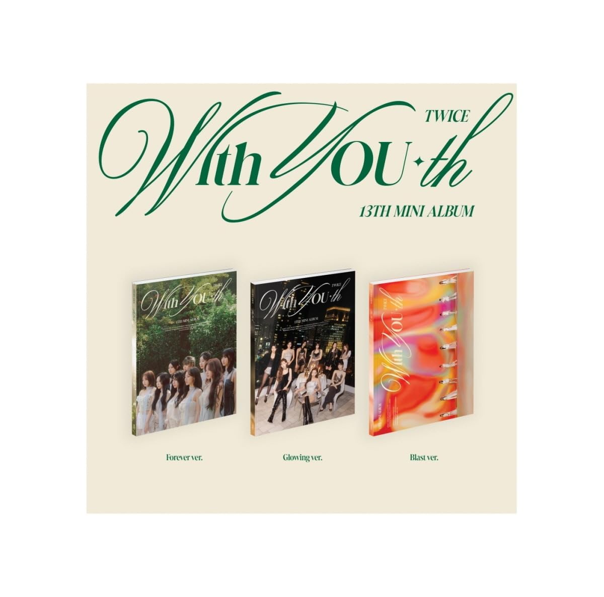 Dreamus TWICE - With YOU-th (13th Mini Album) CD+Pre-Order Benefit+Folded Poster (Glowing ver, 1 Folded Poster), JYPK1761