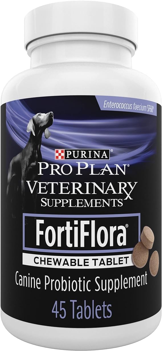 Purina Pro Plan Veterinary Supplements FortiFlora Chewable Dog Probiotic Supplement Tablets 45 ct. Canister