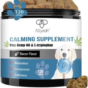 Calming Chews for Dogs Treats, Hemp Calming Dog Anxiety Relief Natural Ingredients, Helps with Dog Anxiety, Stress Relief, Separation, Barking, Thunderstorms