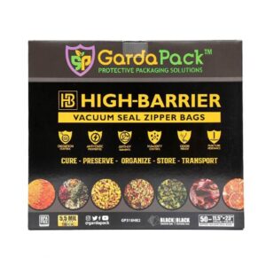 GardaPack's 11.5″x23″ Clear/Black High Barrier Pro Vacuum Seal Zipper Bags 5.5 Mil. 50 Pre-Cut Bags w/Double Zipper, Large