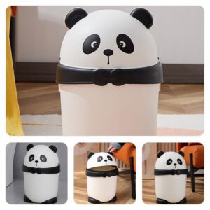 MAGICLULU Mini Trash Can, Cute Panda Garbage Can with Lid Countertop Wastebasket Table Garbage Lint Bin Waste Paper Container for Countertop Home Office Car