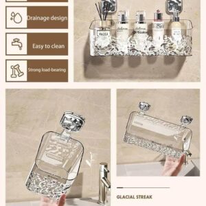 Glacier Pattern Suction Cup Shelf - Stylish Shower Caddy with Convenient Soap Dispenser，Elegant and Functional