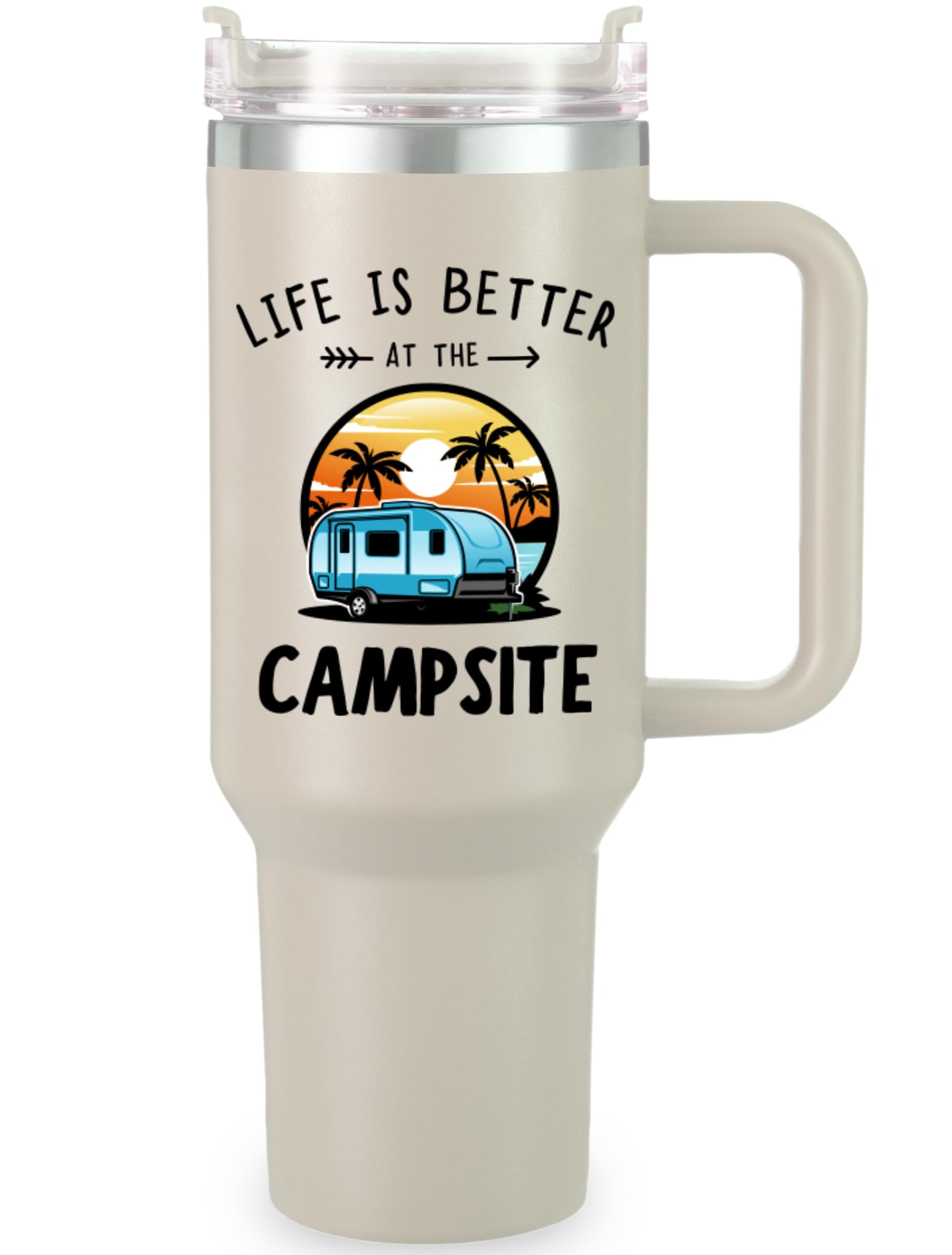 KEDRIAN Camping Tumbler 40oz, Cool Camping Birthday Gifts for RV Campers, Happy Camper Tumbler, Camping Tumbler with Lid, Camping Gifts Ideas, Happy Camping Gifts for Campers