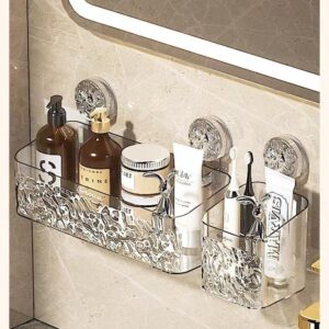 Glacier Pattern Suction Cup Shelf - Stylish Shower Caddy with Convenient Soap Dispenser，Elegant and Functional