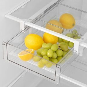 BIINONE Large Fridge Drawer Organizer 14in-20in Upgradation Refrigerator Undershelf Drawer, Extra-Deep Storage Deli Meat, Cheese, Eggs, Fruit, Vegetable