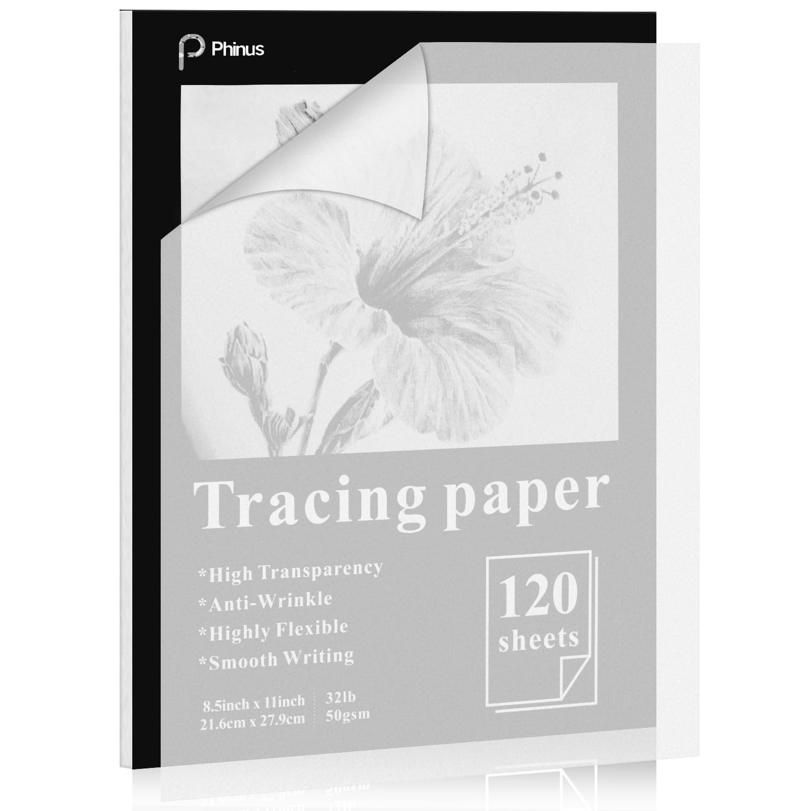 120 Sheets Tracing Paper for Drawing, 8.5”x 11” Trace Paper, Translucent Vellum Paper Tracing Paper Pad, Tracing Pad for Sketching, Preliminary Drawing, Overlaying Images Tracing