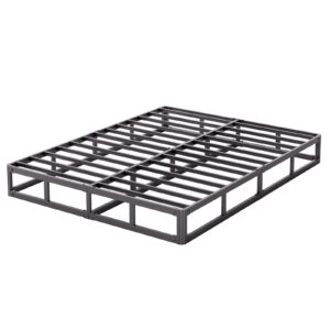 askeld queen bed box spring 5 inch high, low metal bed frame with round-corner design, heavy duty steel slat support mattress foundation, noise free platform base, 3500lbs max weight capacity