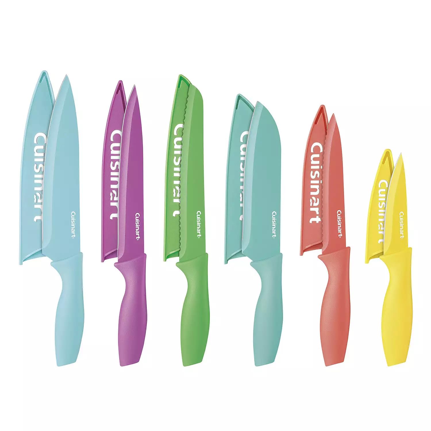 Cuisinart Knife Set, 12 Piece Ceramic Knife Set, 6 Knives and 6 Blade Guards, Lightweight, Stainless Steel, Durable & Dishwasher Safe Multicolor