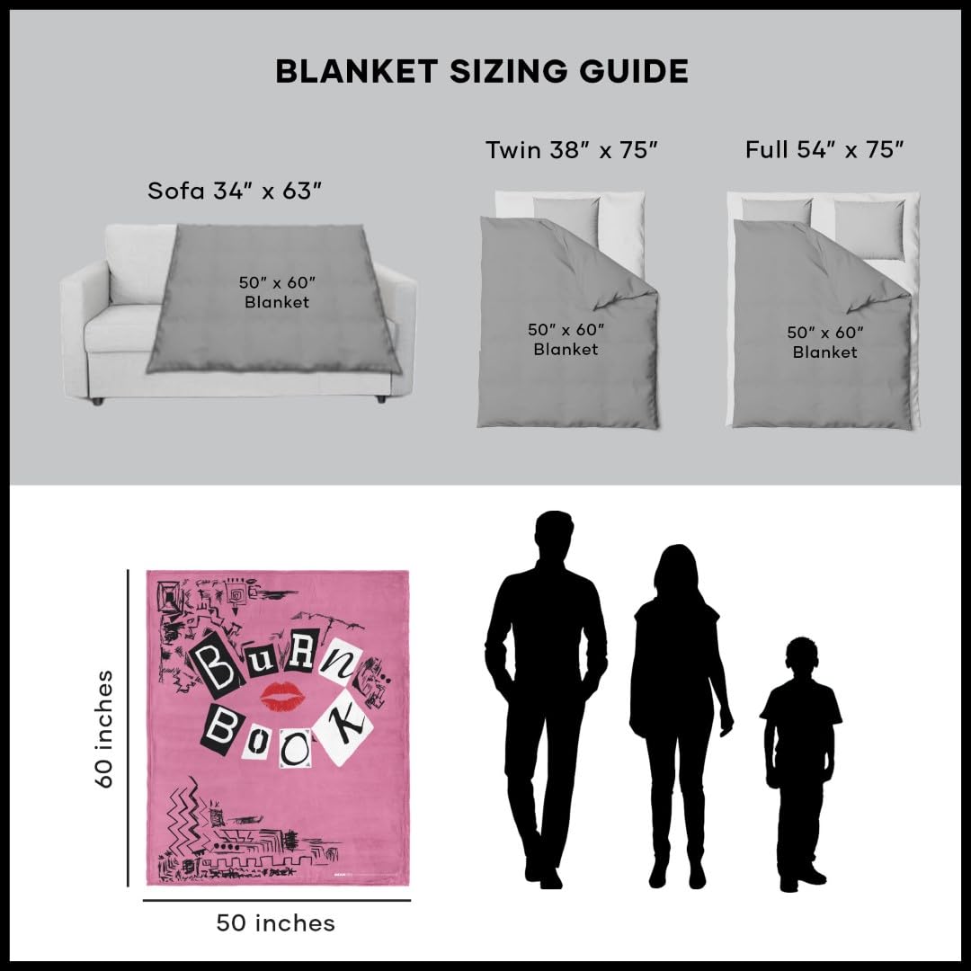 Northwest Mean Girls Silk Touch Sherpa Throw Blanket, 50" x 60", Burn Book