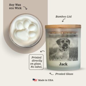 Custom Photo Candle | Printed on Glass | Memorial for Parent, Mother, Dad, Dog, Cat, Pet memorial | Condolence Remembrance, Light Remains | Engraved Lid | Scented, Soy Wax, USA Made | Keep&Present