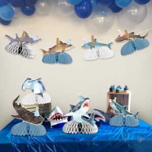 Shark Birthday table Decorations Shark Honeycomb Centerpieces Under the Sea Shark Birthday Party Decorations Ocean Theme Shark Baby Shower Decorations Underwater Theme Party Supply