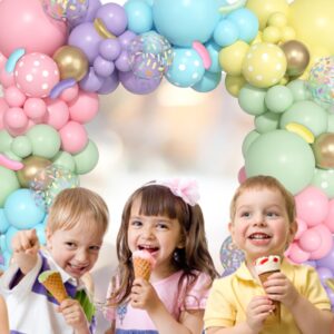 Pastel Donut Balloon Arch Garland Kit, 162pcs Donut Two Sweet One Birthday Party Supplies Girl Pastel Sprinkle Confetti Candy Ice Cream Foil Balloons for First Birthday Party Baby Shower Decorations