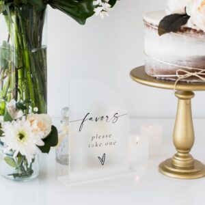 JINMURY 10 Pack Frosted Acrylic Half Arch Sign with Stand | 5x7 Inch Half Arch Acrylic Sign Blank and Base, DIY Wedding Table Numbers, Wedding Signage, Events& Parties (Frosted, 5x7 Inch)